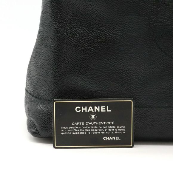 Chanel Wood Chain Shoulder Bag Shawl Caviar Skin Leather Black - Picture 9 of 9